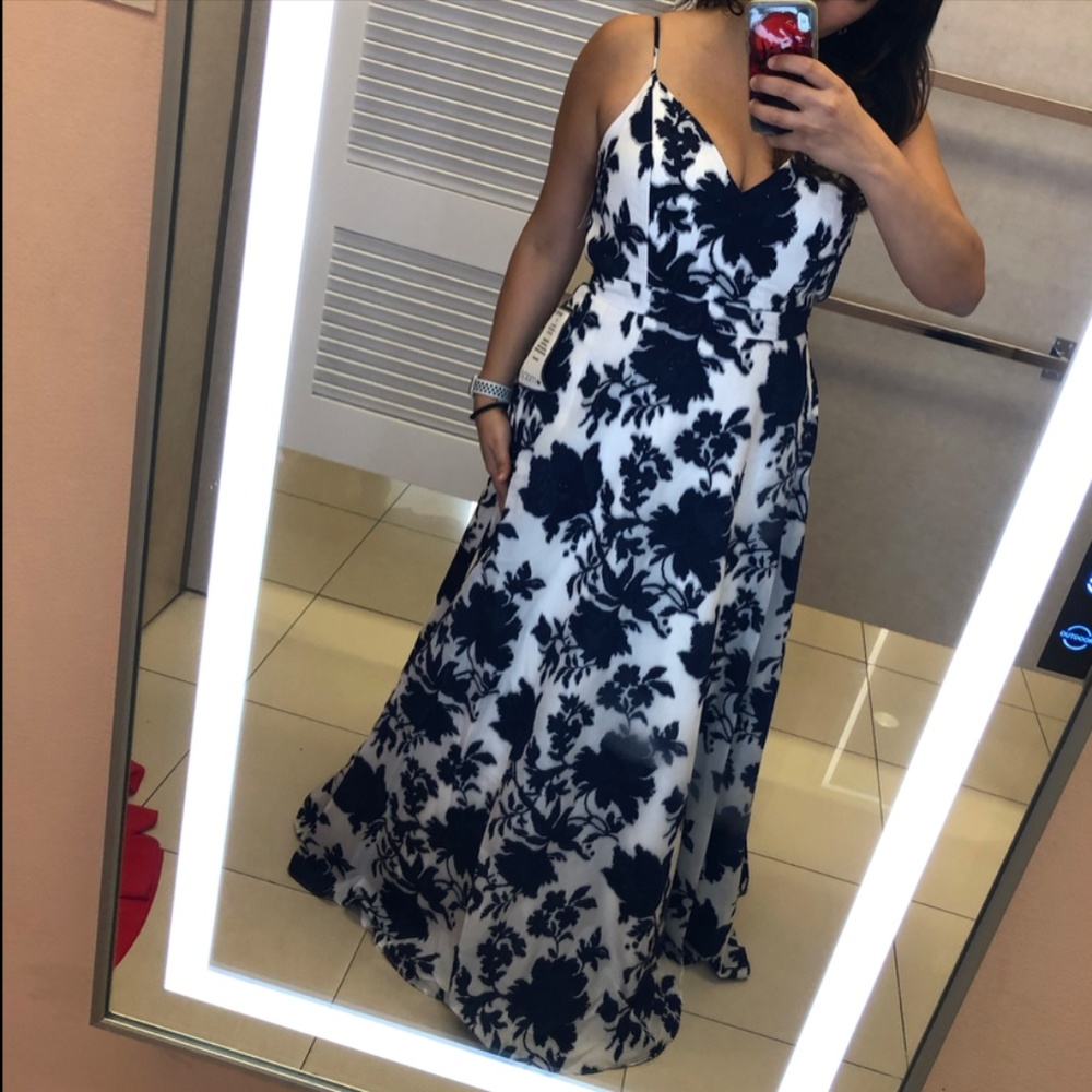 Blue and White Evening Gown